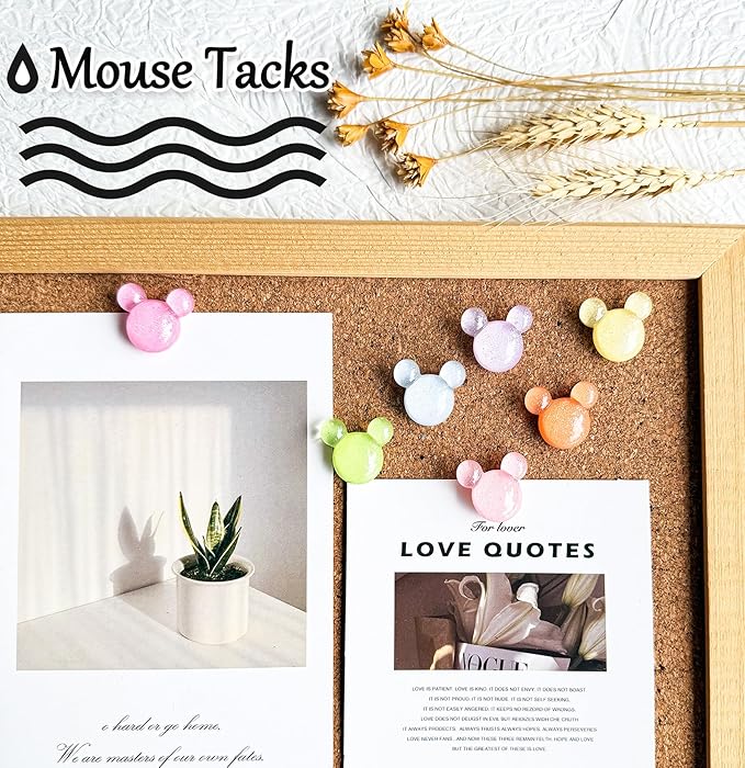 30Pcs Push Pins,Decorative Push Pin,Cute Thumb Tacks Cute Office Decor for Cork Board Bulletin Board,Desk Accessories Aesthetic,Classroom Decor,Business Home Decor(30-Mouse)-DeskLoop Office