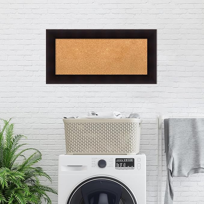 Amanti Art Natural Cork Board for Wall, 18x36 Vision Board with Brown Wood Frame, Medium Corkboard Office Decor for Home Organization, Country Rustic Corkboard Pinboard to Display Items for Home-DeskLoop Office