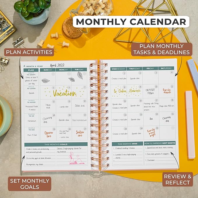Clever Fox Planner 2nd Edition Spiral – Colorful Weekly & Monthly Goal Planner, Time Management & Productivity Organizer, Undated (Rose Gold)-DeskLoop Office