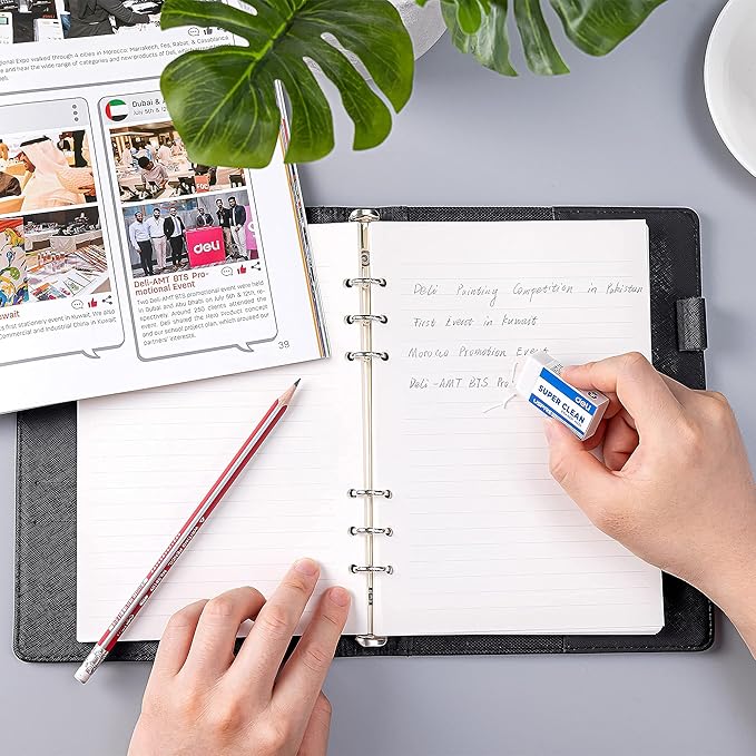 Deli Pencil Erasers, Pencil Eraser, 10 Pack, White Erasers, Erasers for Drawing, Kids, Artist, White, Large-DeskLoop Office