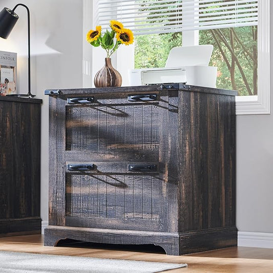 RedLemon File Cabinet with 2 Drawers, Farmhouse 30" Filing Cabinets with Hanging File Folders for A4/Letter/Legal Size Documents,Office Storage Cabinet for Study Room, Living Room (Dark Rustic Oak)-DeskLoop Office