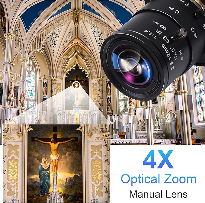 SVPRO 4K Webcam - HDMI/USB Dual Interface, Manual Zoom, 2.8-12mm CS Mount Lens for Close-up, CMOS IMX415 Industrial Camera for Machine Vision-DeskLoop Office