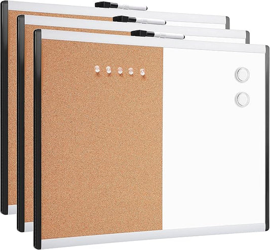 Amazon Basics Combo Magnetic Whiteboard&Cork Board for Home,Office and Classroom, Plastic/Aluminum Frame, White,Yellow, 17" x 23"-DeskLoop Office