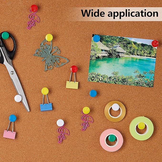 Outus 100 Pcs Giant Push Pins Large Thumb Tacks Plastic Heads 1 Inch Jumbo Push Pins for Cork Board Map Posters Office School(Red, Yellow, Blue, Green, White)-DeskLoop Office