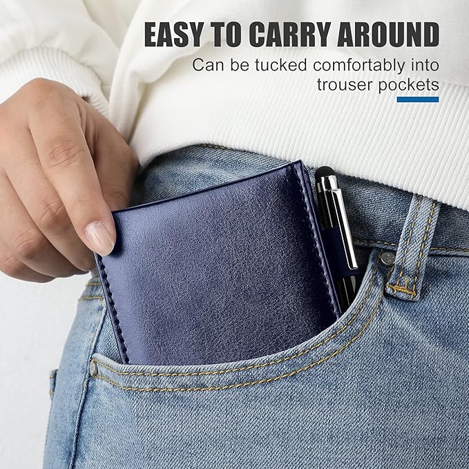 Outus 10 Pcs Pocket Notebook with Pen Set Included Mini Pocket Notepad Holder with 50 Lined Sheets, Metal Pen, 8 Pcs 3 x 5 Inch Memo Book Refills, 30 Lined Paper Per Note Pad (Blue)-DeskLoop Office