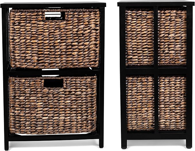 BIRDROCK HOME 2 Tiered File Cubby w/Wood Top - File Cabinet, Home Office Storage, Nightstand, Decorative Wooden Organizer | Desk, Modern Table, Shelves, Side Table, Craft Furniture - Brown Wash-DeskLoop Office