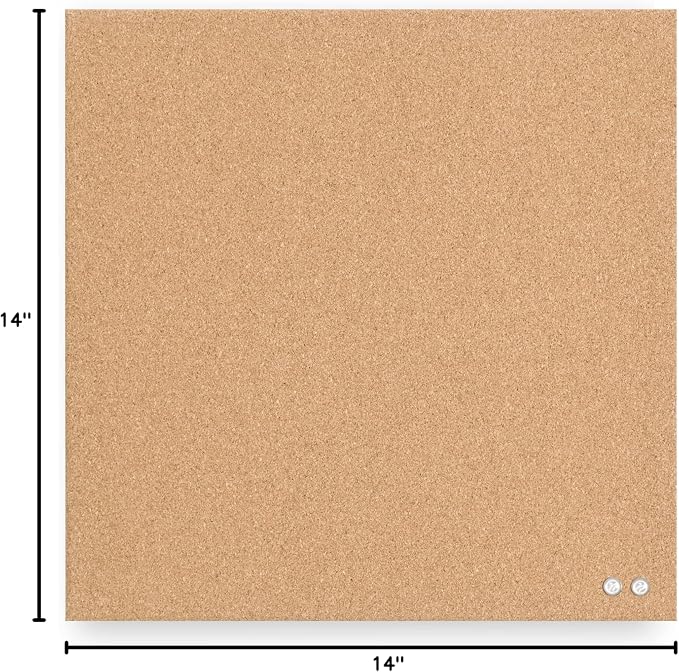 U Brands Frameless Square Cork Bulletin Board, Office Supplies, 14” x 14” - Image 6