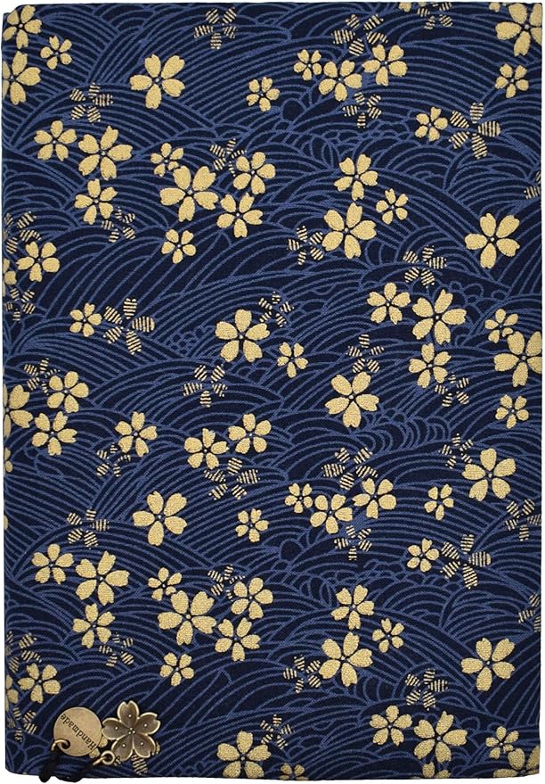 BLBMH 5.5x8.5 inch Book Covers for Paperbacks Adjustable Book Cover for Women Book Lovers Gifts Bible Novels Journal Soft Cloth Protector - Blue Sakura 8.5in-DeskLoop Office