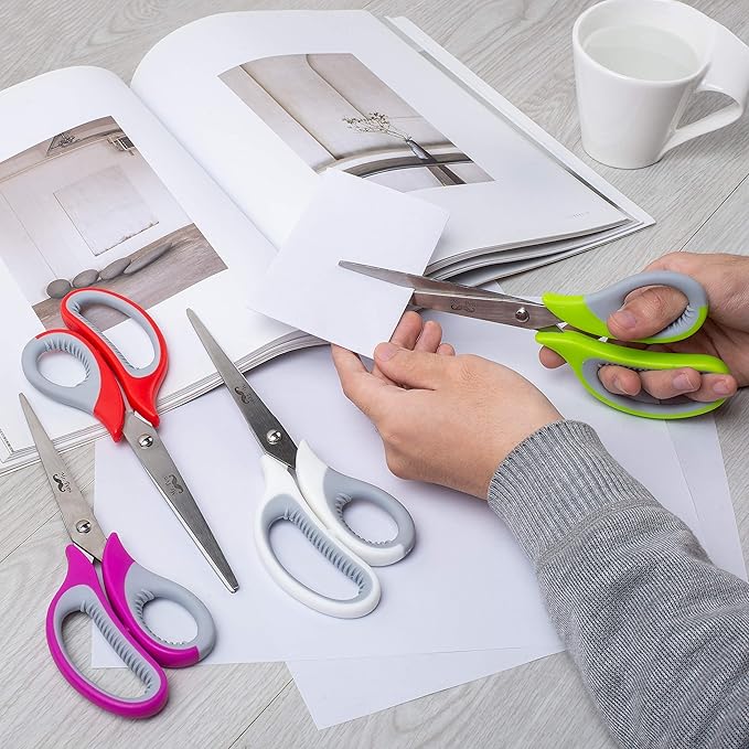 Mr. Pen Multipurpose Scissors - 8 inch, Pack of 4, Sharp Adult Office Scissors for Paper and Fabric-DeskLoop Office