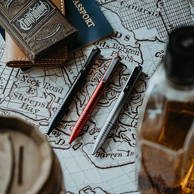 Everyman Grafton Mini Twist Refillable 0.7mm Ball Point Pen Black | Sleek Anodized Aluminum Pocket Pen with Grooved Grip | Smooth Writing EDC Ink Pen for Office, Travel, Work & Gifting-DeskLoop Office