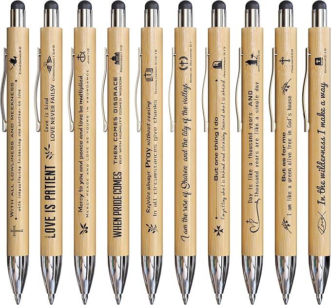 10 Pack Bible Verse Stylus Pens - Inspirational Scripture Gifts for Christians, Teachers, Office & School (Touchscreen, Black Ink, Religious Encouragement)-DeskLoop Office