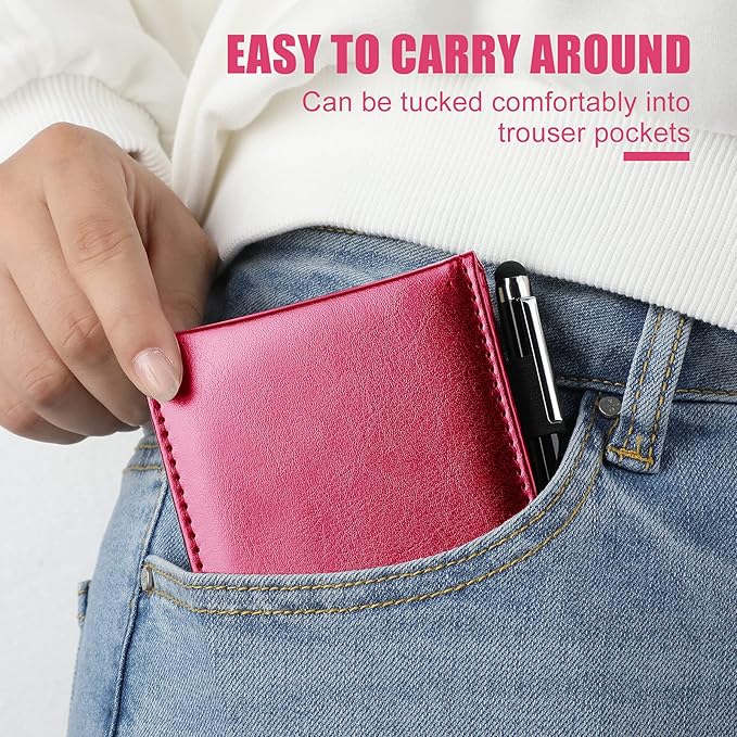 Outus 10 Pcs Pocket Notebook with Pen Set Included Mini Pocket Notepad Holder with 50 Lined Sheets, Metal Pen, 8 Pcs 3 x 5 Inch Memo Book Refills, 30 Lined Paper Per Note Pad (Rose Red)-DeskLoop Office