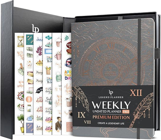 Legend Planner PRO Premium Large Undated Weekly, Monthly & Budget Planner with Habit Tracker Life Organizer for Time & Task Management, Goal Setting & Productivity A4 Size (Mystic Grey, New Cover)-DeskLoop Office