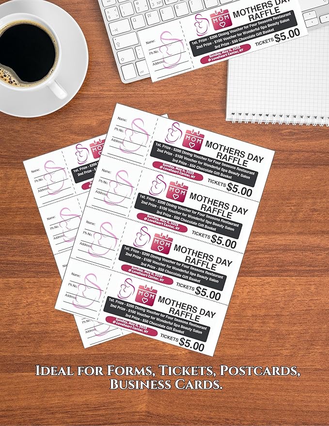 Limited Papers (TM) 8.5x11 Perforated Paper, 20/50 Pound, 75 GSM, Variety of Perforation Sizes and Colors, for Forms, Tickets, Postcards. (Canary, 4 up - horizontal every 2.75")-DeskLoop Office