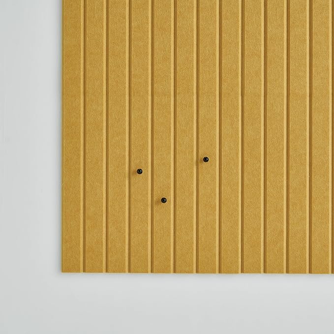 Large Cork Boards for Walls Black Felt Alternative - Slat Wall Paneling, Bulletin Board Tiles for Home Decor, Push Pin Corkboard Organizer for Office or Classroom-12-Pack Panel Kit (Mustard)-DeskLoop Office