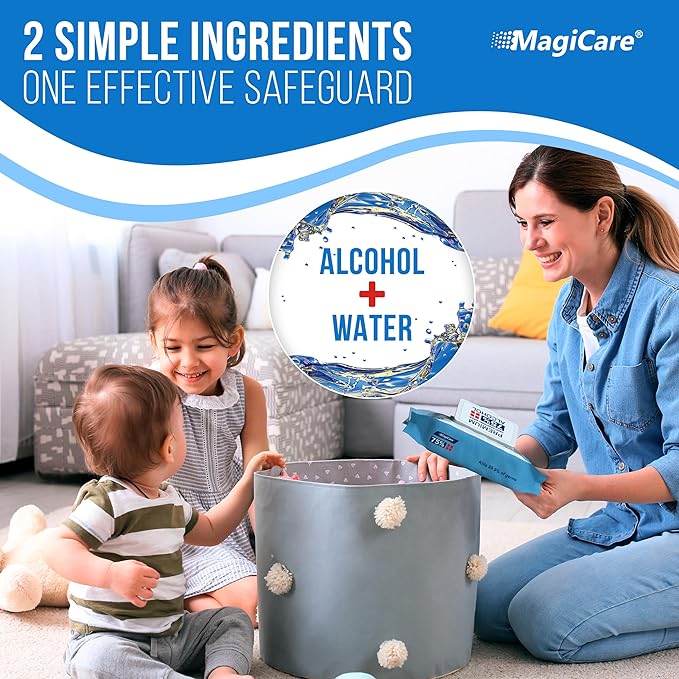 MagiCare 75% Large Alcohol Wipes (4-80ct Packs) - Alcohol Hand Sanitizing Wipes, Premium - Unscented Hand Wipe, Sanitizer Wipe - Travel, Home, Classroom, Camping - 4 Soft Packs (320pcs)-DeskLoop Office