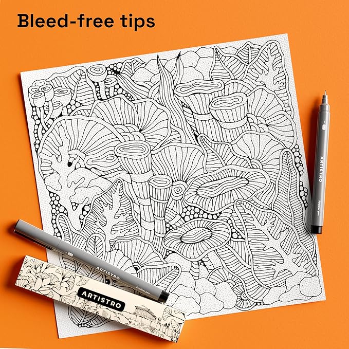 ARTISTRO Set of 2 Fineliner Pens, Black Micro Pens for Drawing, Waterproof Archival Ink, Ultra Fine Tip Pen for Illustration, Technical Pen, Sketching, Writing, Drawing, Journaling, Pair of Fine Tip-DeskLoop Office