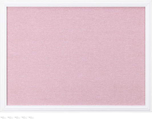 Navaris Framed Linen Bulletin Board - 17 x 23 inches Fabric Jewelry Organizer Pinboard for Wall Memory Memo Pin Board - Pink Linen with White Frame-DeskLoop Office