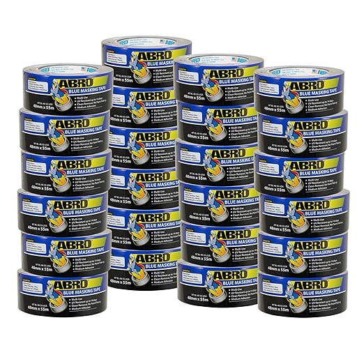 ABRO 24 Pack Blue Painters Tape 2 Inch Wide, 48mm x 55M, All Purpose Blue Tape Temporary Labeling, Easy Tear, Clean Removal, Masking Tape-DeskLoop Office