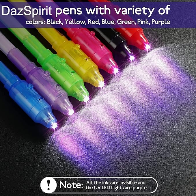 20PCS Invisible Ink Pens with UV Light Party Bag Fillers for Boys and Girls, Magic Pen Disappearing Ink for Kids, UV Light Spy Pen for Writing Secret Message-DeskLoop Office
