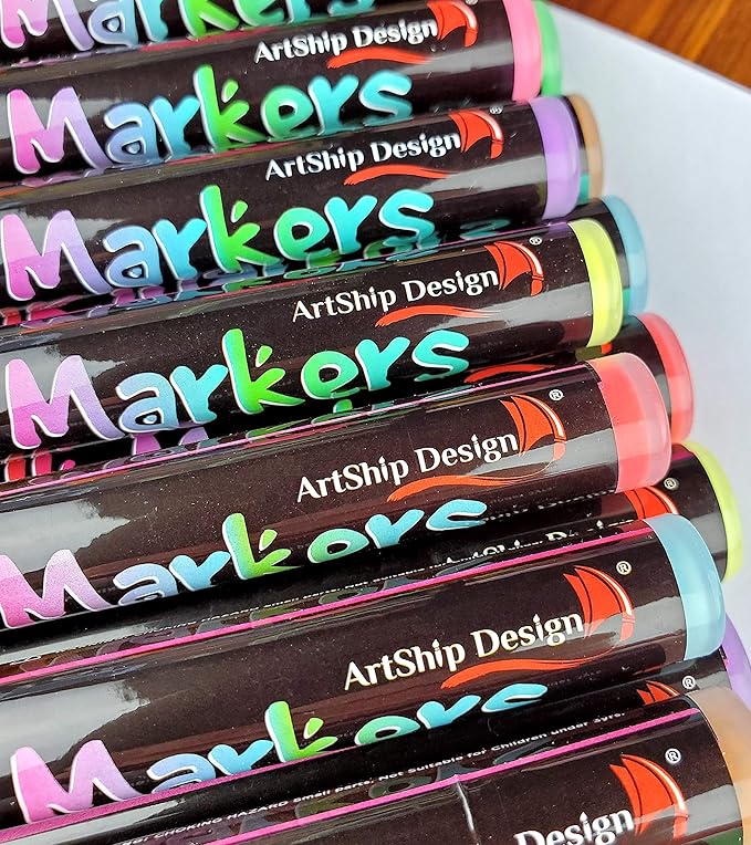16 UV Fluorescent Neon Chalk Markers - Double Pack of Both Fine & Reversible Medium Tip Liquid Chalk Pens Wet Erasable Menu Boards, Glass, Whiteboards, Mirrors, Non-Porous Chalkboards, Plastic, Metal-DeskLoop Office