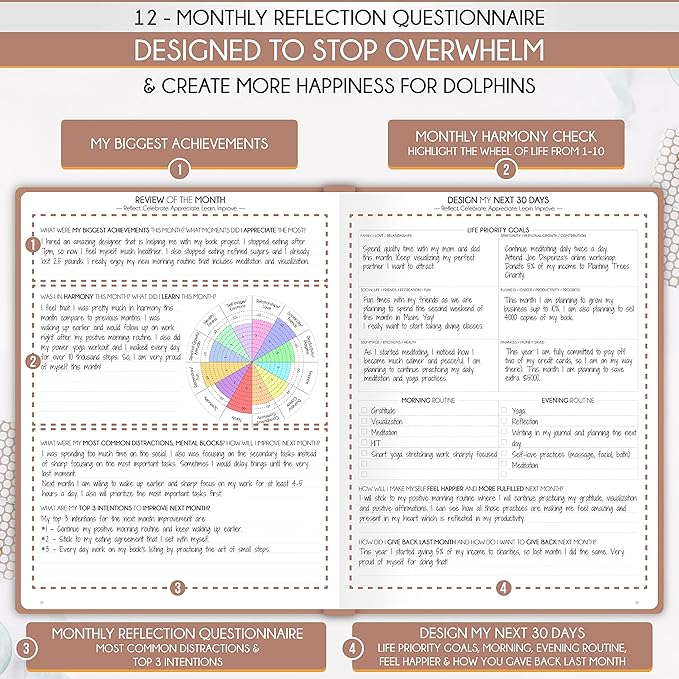 Life Planner - Undated Daily, Weekly & Monthly Planner with Budget Section | A 12 Month Journey to Increase Productivity & Happiness | Life Organizer & Gratitude Journal - Horizontal Format-DeskLoop Office