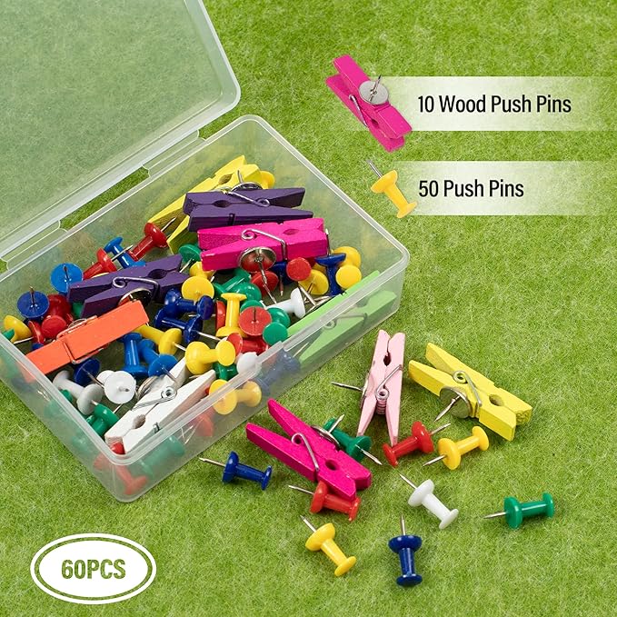 AKTOP Cork Bulletin Board 12x12, 1/2" Thick Felt Cork Board Tiles 6 Pack, Small Square Pin Board for Wall, Self Adhesive Corkboards with 60 Push Pin Wood Clips for School, Home & Office, Green-DeskLoop Office