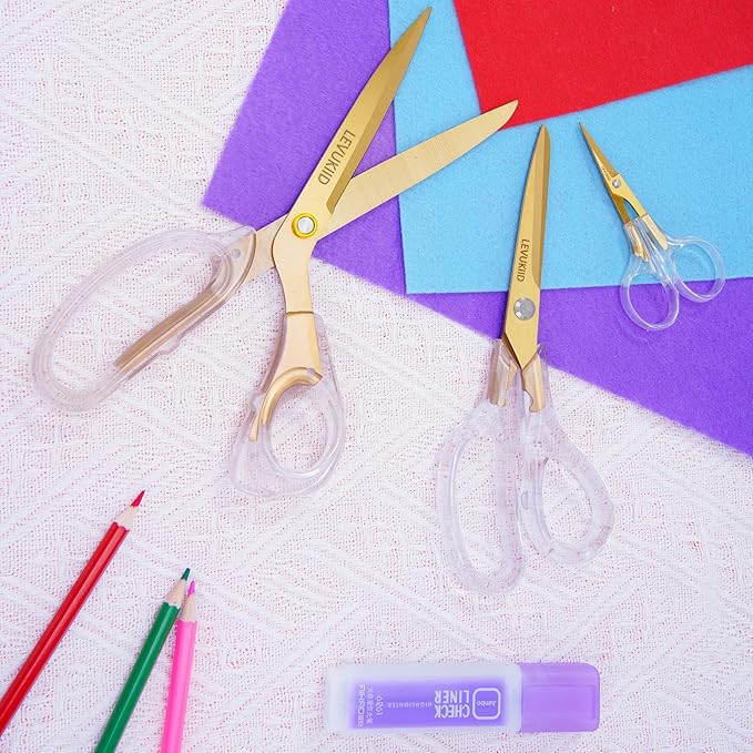 9 Inch All Purpose Scissors for Adults - Ins Style Clear Handle, 2Cr13 Stainless Steel Sharp Blade - Ideal for Fabric Crafts, Tailor's Shears - All-Purpose Fabric Scissors, Crafting & Office-DeskLoop Office