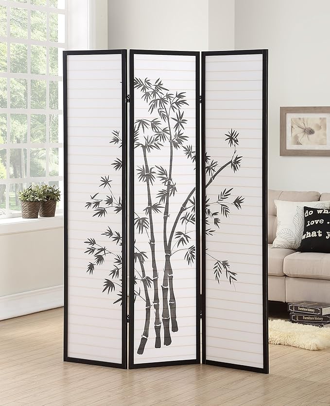 NicBex Room Divider 3 Panel Room Dividers with Oriental Style Partition Room Dividers and Folding Privacy Screens Wall Divider for Home, Office, Room Separation,72" W x 1" D x 72" H, Black-DeskLoop Office