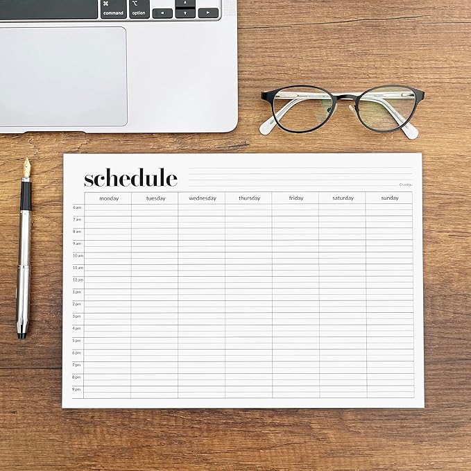 Weekly Schedule Pad, Tear Off Undated Weekly Planner Notepad, A4 Size (8,3" X 11,7"), Premium Thick Paper with Cardboard Back Support, Desk Planner by Hadigu-DeskLoop Office