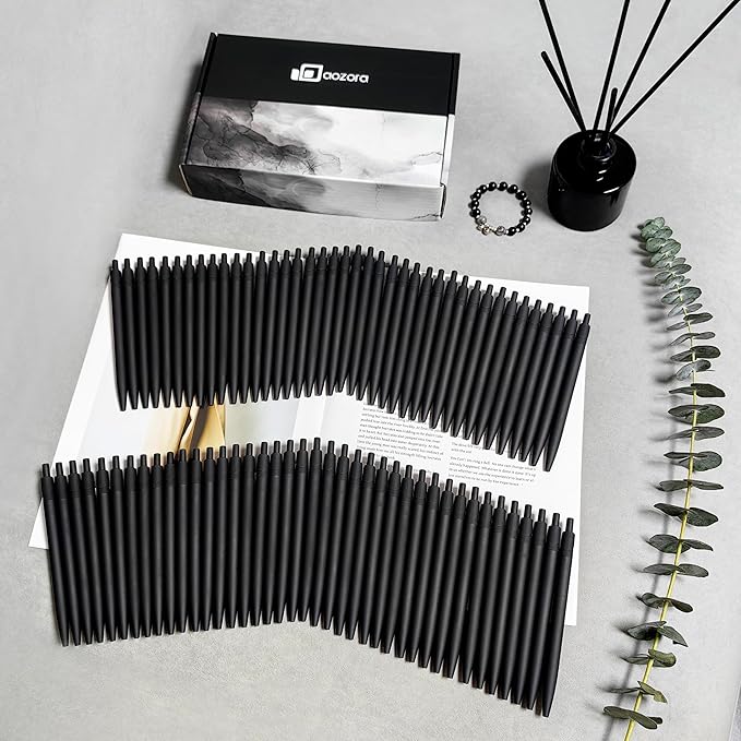 Aozora Pens Bulk 120 Pack Black Click Pens No Bleed Wholesale Retractable Ballpoint Pens Medium Point,Smooth Ink Pens for Journaling School Office Supplies 1.0MM Black Ink-DeskLoop Office