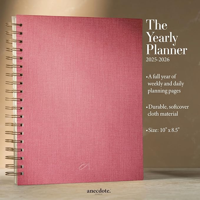 Anecdote Planner 2025 (8.5" x 10") Spiral Yearly Planner - 2025 Planner Weekly and Daily - Features a Library Buckram Cover, Brass and A4 Size Bleed-Resistant Paper - Organize All 52 Weeks. Start Anytime – Blossom-DeskLoop Office