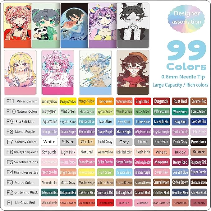 Colored Gel Pens Set, 0.6mm Fine Point for Black & White Paper, Cute Pens for Journaling, Adult Coloring Books, Bible, Drawing, Note Taking, School & Journaling Supplies (99 Luxury Colors)-DeskLoop Office