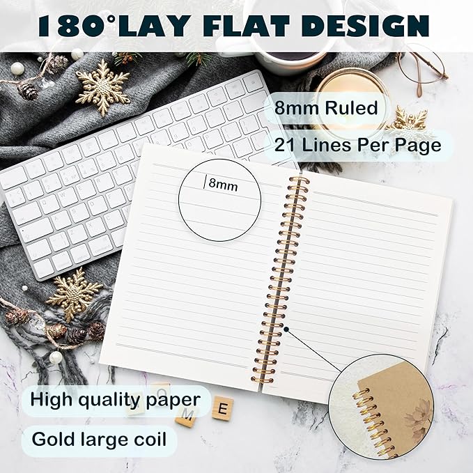 BearCake Floral Christian Notebook Journal, Christian Gifts for Women, Bible Notebooks for Note Taking, Bible Journaling Notebook, Hardcover Spiral Notebook 5.5x8.3 kraft paper-DeskLoop Office