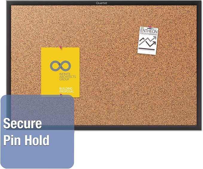 Quartet Cork Board, Bulletin Board, 4' x 3' Corkboard, Black Frame (2304B)-DeskLoop Office