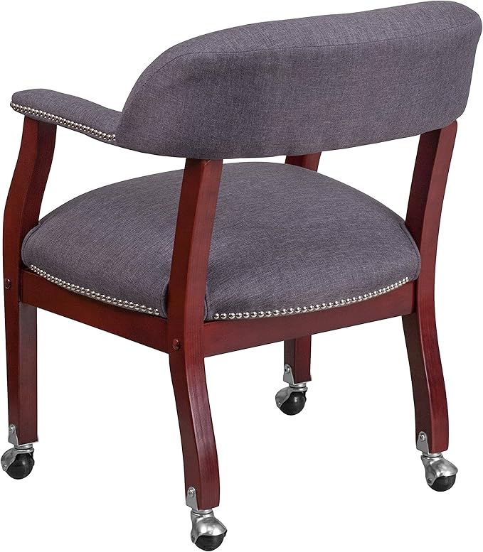 EMMA + OLIVER Gray Fabric Luxurious Conference Chair with Casters-DeskLoop Office