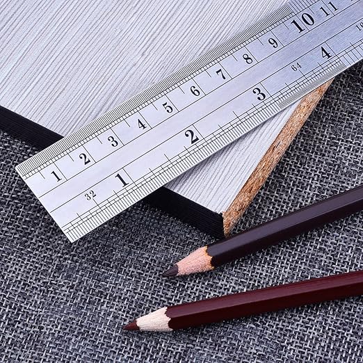 Eboot Stainless 2 Pack Steel Ruler 6 Inch and 12 Inch Metal Rule Kit with Conversion Table