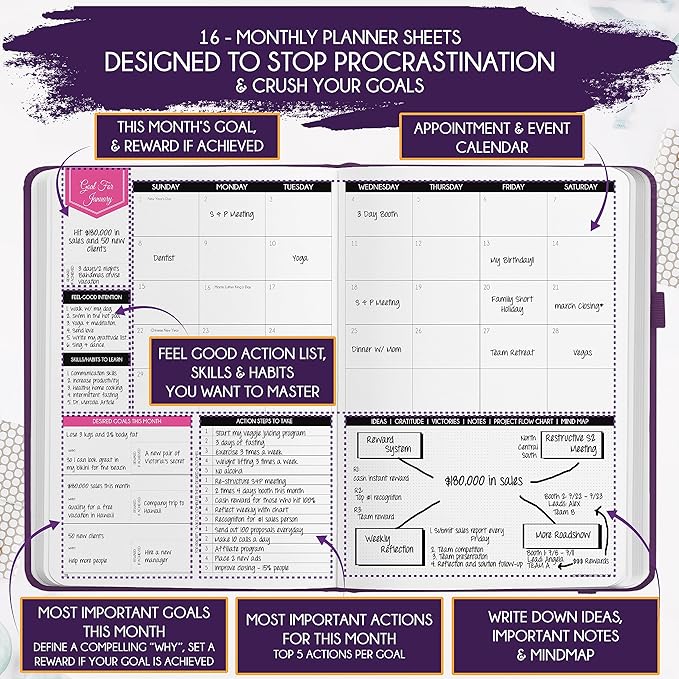 2025-2026 Planner Weekly and Monthly | 16-Month Life Planner to Increase Focus & Productivity | Reduce Overwhelm & Achieve Your Biggest Goals | Include Gift Box & Stickers | Sep 2025-Dec 2026-DeskLoop Office