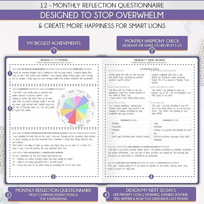 Life Planner - Undated Daily, Weekly & Monthly Planner with Budget Section | A 12 Month Journey to Increase Productivity & Happiness | Life Organizer & Gratitude Journal - Horizontal Format-DeskLoop Office