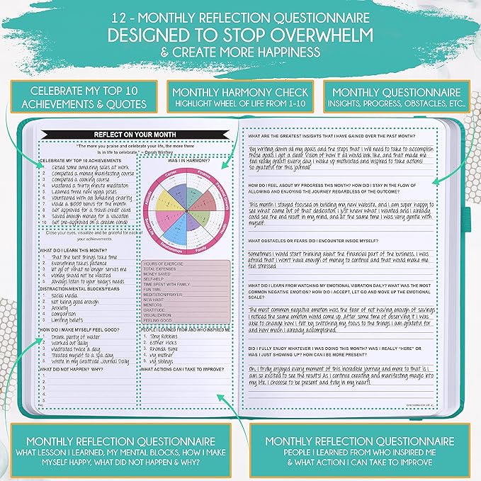 Hourly Planner – Undated Weekly & Monthly Goal Setting Planner, 12-Month to Increase Productivity | Life & Gratitude Journal, Include Foldable Vision Board, Gift Box & Stickers-DeskLoop Office