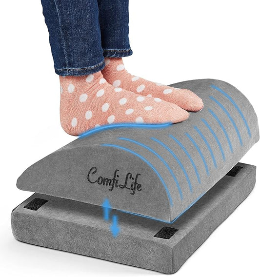 ComfiLife Foot Rest for Under Desk at Work – Adjustable Desk FootRest for Office Chair, Gaming Accessories – Ergonomic Teardrop Design for Back, Hip & Leg Pain Relief – 100% Memory Foam (Gray)-DeskLoop Office