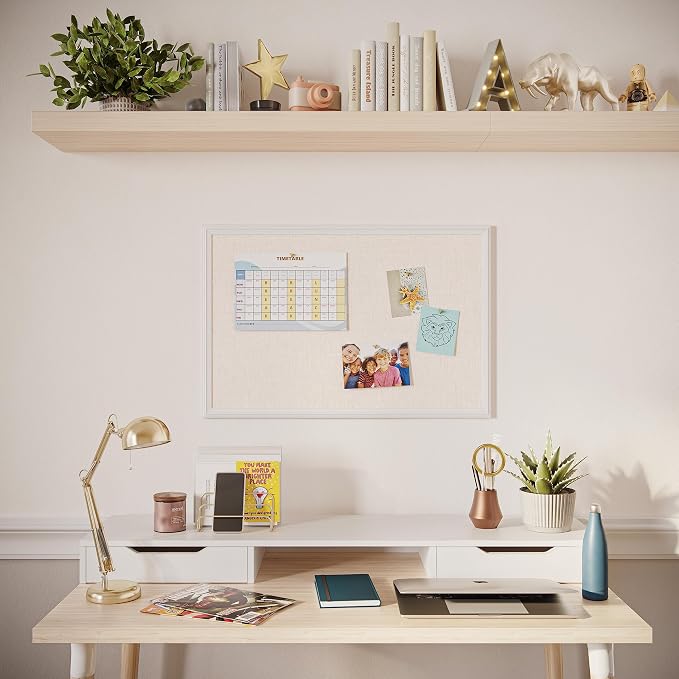 U Brands Farmhouse Linen Bulletin Board, Wall Mounted Pin Board - Image 7