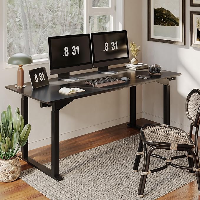 SANODESK 4-Leg Standing Desk, Electric Height Adjustable Desk with Memory Presets for Home Office, Stand up Desk Computer Workstation, 71x32 Inches Black-DeskLoop Office