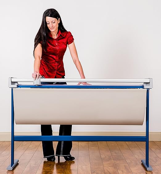 Dahle 448s Premium Rotary Trimmer w/Stand, 51" Cut Length, 20 Sheet Capacity, Self-Sharpening, Automatic Clamp, German Engineered Paper Cutter-DeskLoop Office