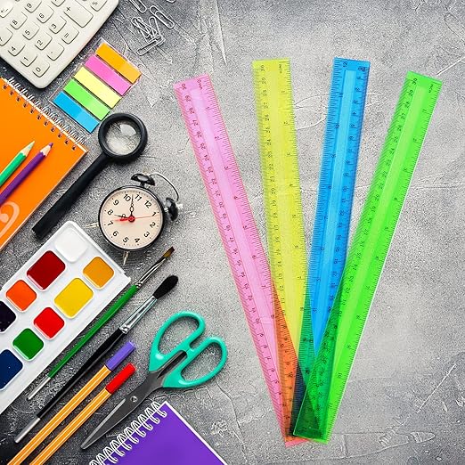 64 Pack Rulers Bulk for Classroom 12 inch, Plastic Clear Rulers for Office Back to School Supplies with Inches and Centimeters-DeskLoop Office