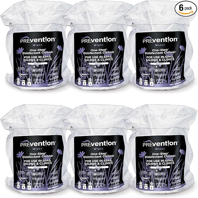 Prevention All Purpose Disinfecting Wipes – Cleaning Wipes Canister, Bulk Cleaner Towelettes for Salons, Spas, Clinics, Studios – Hospital Grade Surface Sanitizing – 160 Count per Refill Bag (6 Pack)-DeskLoop Office