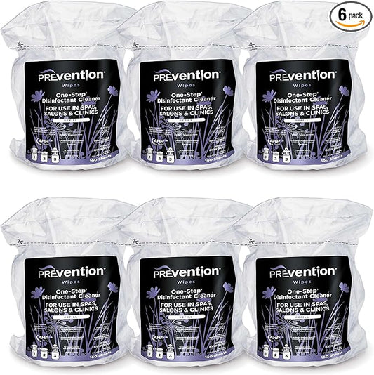 Prevention All Purpose Disinfecting Wipes – Cleaning Wipes Canister, Bulk Cleaner Towelettes for Salons, Spas, Clinics, Studios – Hospital Grade Surface Sanitizing – 160 Count per Refill Bag (6 Pack)-DeskLoop Office