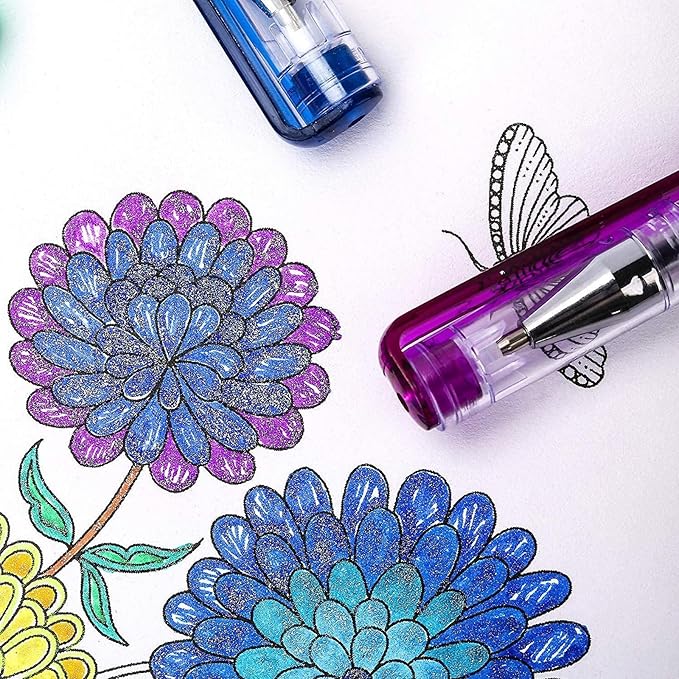 Purple Gel Pens for Coloring Book,36 Color Gel Pens Set including 12 Color Gel Pen with 24 Refills,40% More Ink Colored Gel Pens for Drawing, Doodling, Scrapbook, Journaling-DeskLoop Office