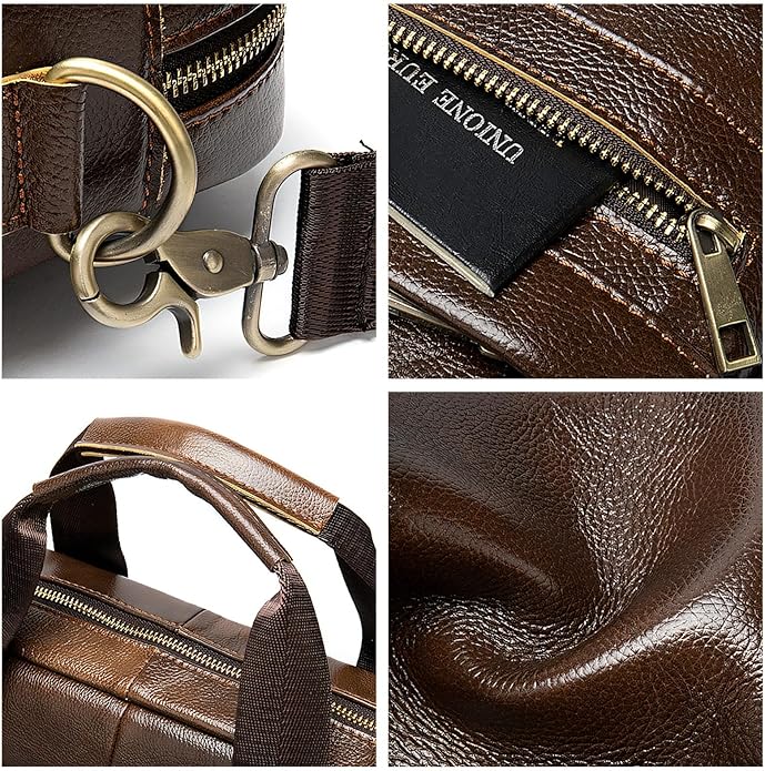 Leather Briefcase for Men, 15.6-16.1 inch Laptop Bag, Vintage Handmade Messenger Bag