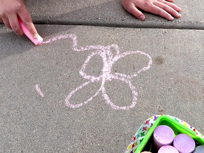 Kid Made Modern Non Toxic Sidewalk Chalk Bucket (24 Count) - Washable Colored Chalk Bulk Set for Kids and Toddlers Outdoor Games-DeskLoop Office